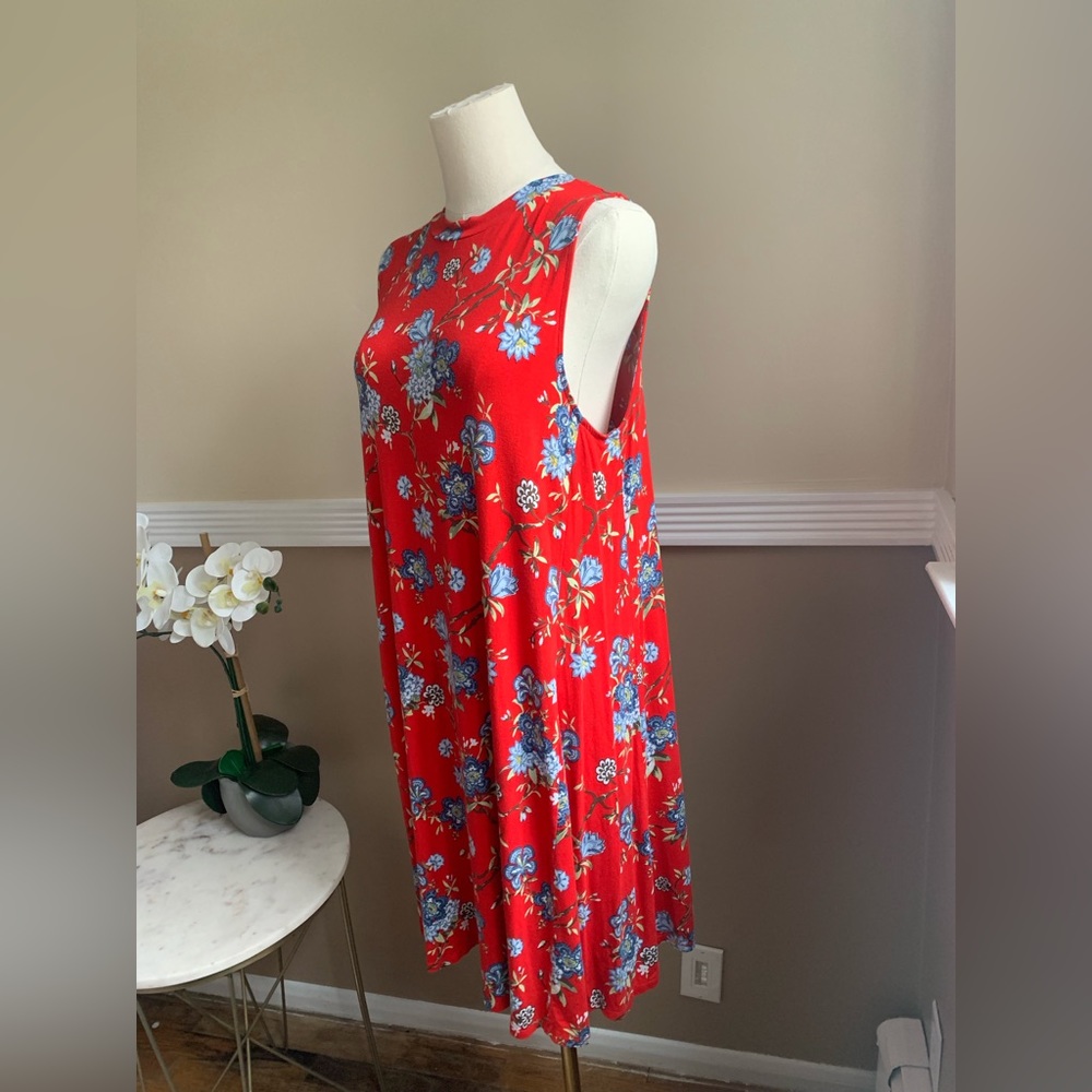 Loft Floral Red Sleeveless Dress